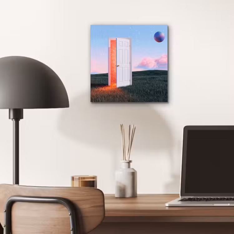 aluminium wall art - Door - Fantasy - Space - Deur - Fantasie - Ruimte aluminium wit klein