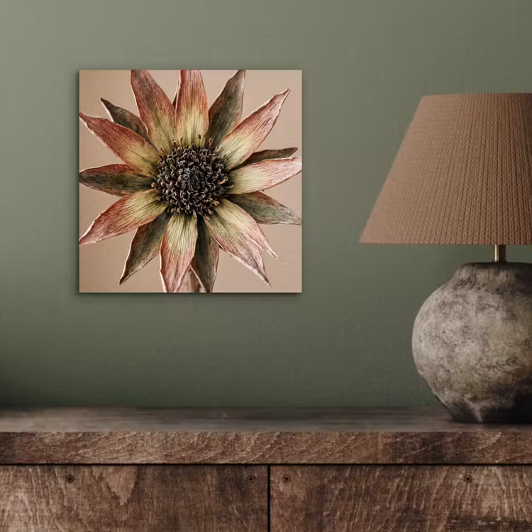 Droogbloem - Protea - Vintage - Beige - Rustiek aluminium wit klein -sfeer2