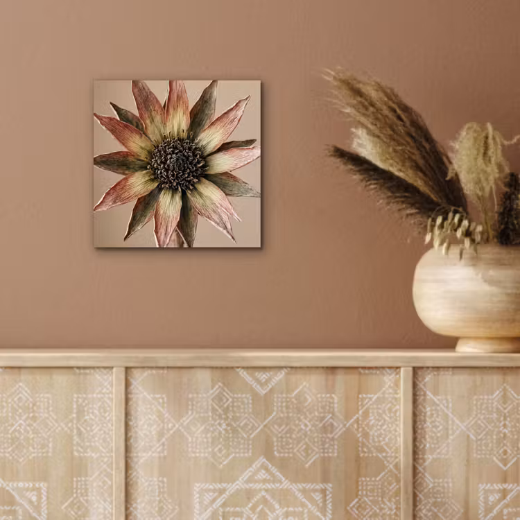 Droogbloem - Protea - Vintage - Beige - Rustiek aluminium wit klein -sfeer4