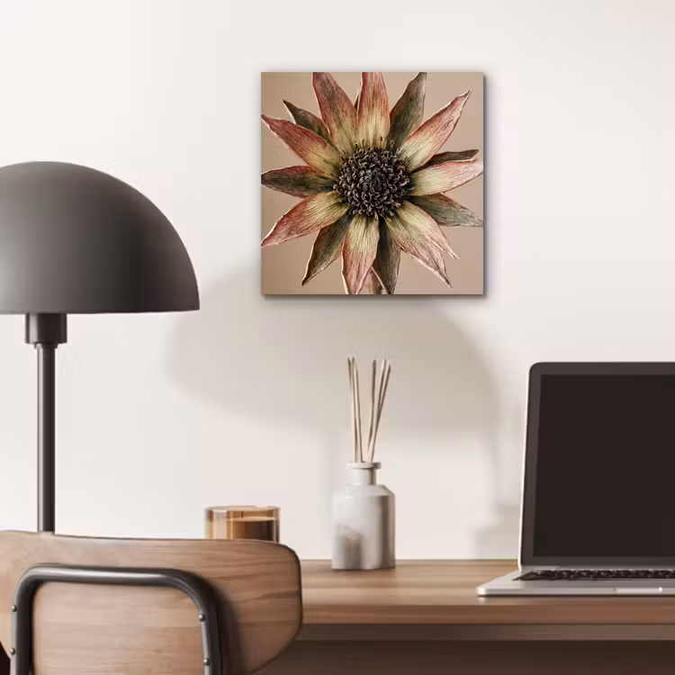 Droogbloem - Protea - Vintage - Beige - Rustiek aluminium wit klein -sfeer5