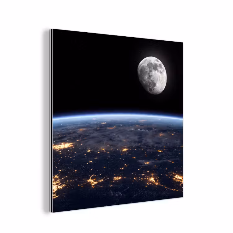 aluminium wall art - Earth - Night - Space - Aarde - Nacht - Ruimte aluminium wit klein