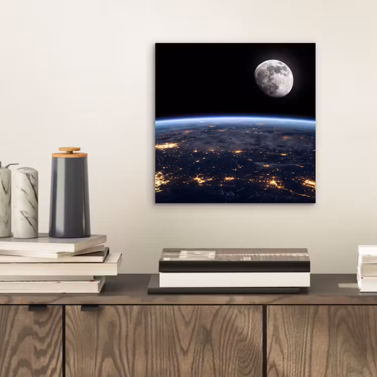 aluminium wall art - Earth - Night - Space - Aarde - Nacht - Ruimte aluminium wit klein