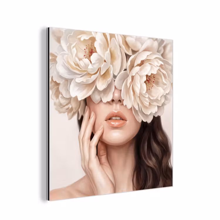 Gezicht - Pioenrozen - Crème aluminium wit klein -3d