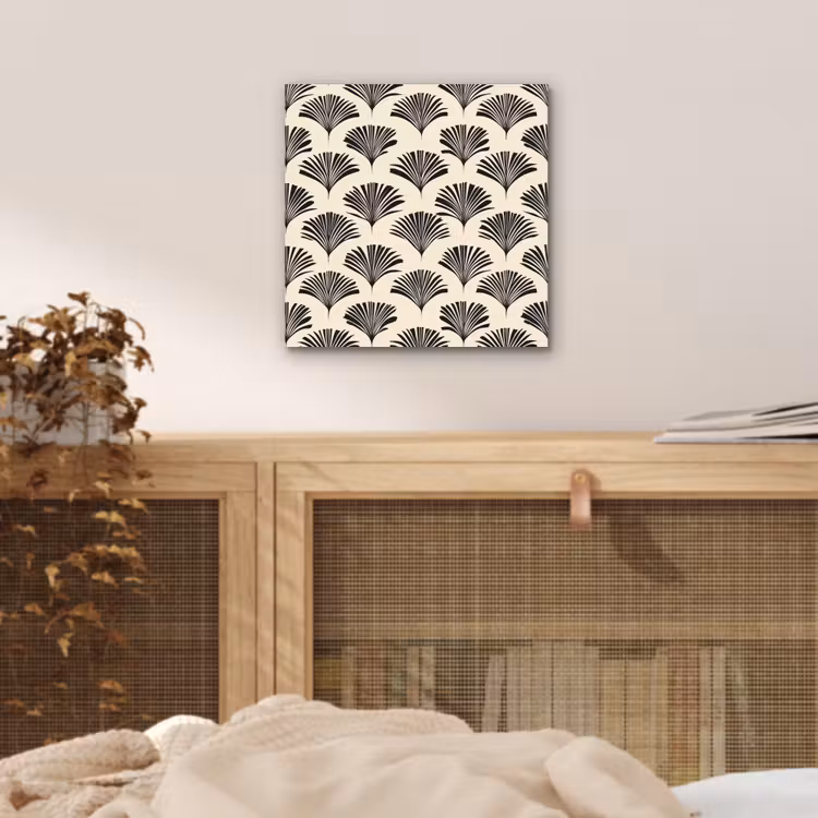 Waaiers - Botanisch - Zwart - Beige aluminium wit klein 46 -sfeer3