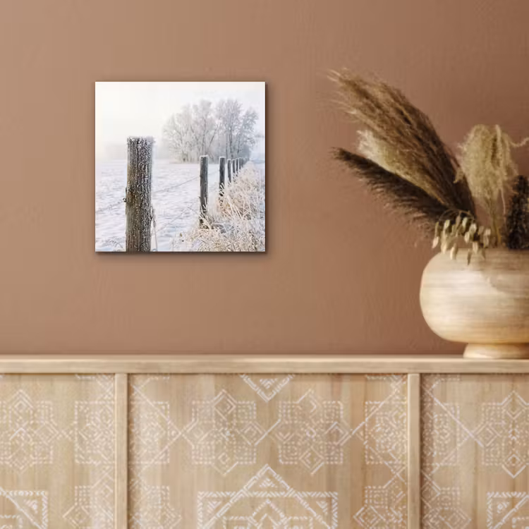 Hek - Sneeuw - Mist - Platteland - Nostalgisch aluminium wit klein -sfeer4