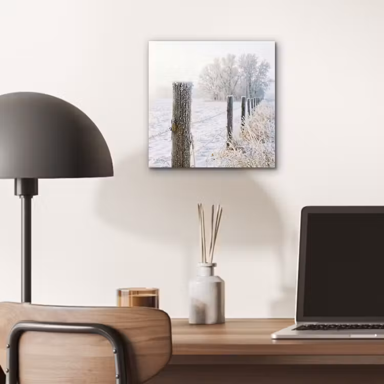 Hek - Sneeuw - Mist - Platteland - Nostalgisch aluminium wit klein -sfeer5