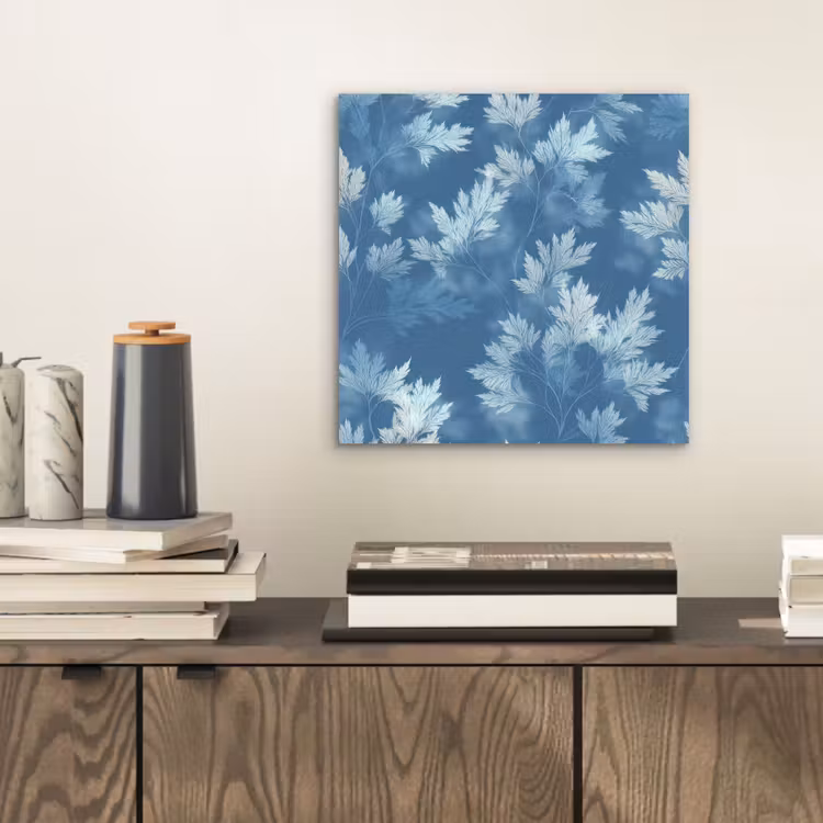 Varen - Botanisch - Patroon - Grijsblauw aluminium wit klein 46 -sfeer1