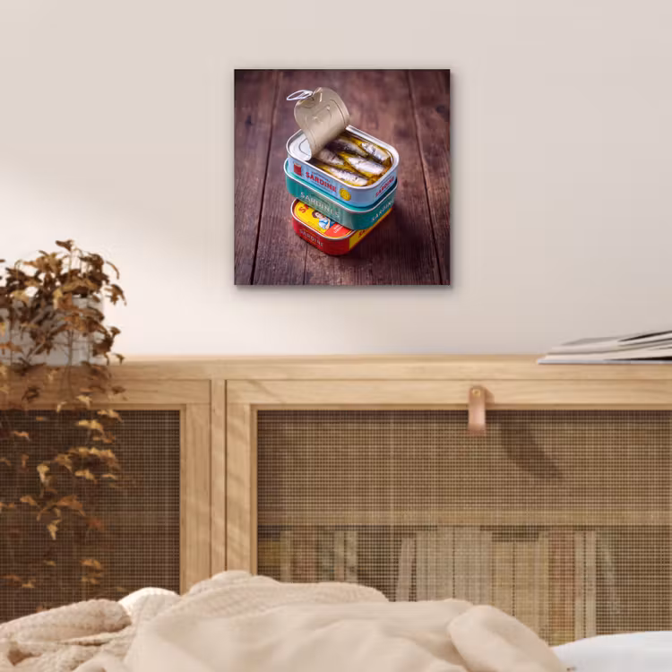 aluminium wall art - Fish - Cans - Kitchen - Vis - Blikjes - Keuken aluminium wit klein