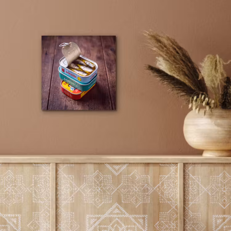 aluminium wall art - Fish - Cans - Kitchen - Vis - Blikjes - Keuken aluminium wit klein