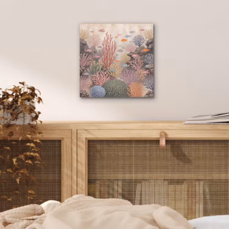 Vis - Koraalrif - Onderwaterwereld - Illustratie aluminium wit klein -sfeer3