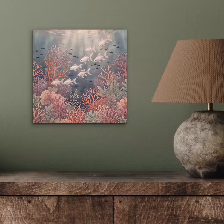 Vis - Koraal - Onderwater - Illustratie - Vintage aluminium wit klein -sfeer2