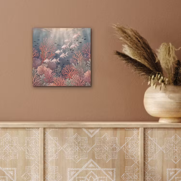 Vis - Koraal - Onderwater - Illustratie - Vintage aluminium wit klein -sfeer4