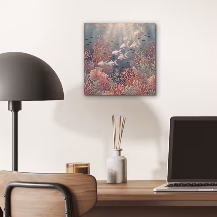 Vis - Koraal - Onderwater - Illustratie - Vintage aluminium wit klein -sfeer5