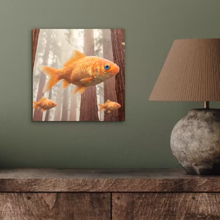 aluminium wall art - Fish - Forest - Fantasy - Vis - Bos - Fantasie aluminium wit klein