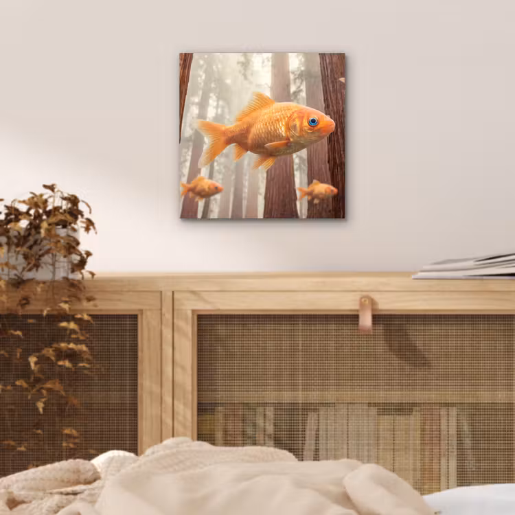 aluminium wall art - Fish - Forest - Fantasy - Vis - Bos - Fantasie aluminium wit klein