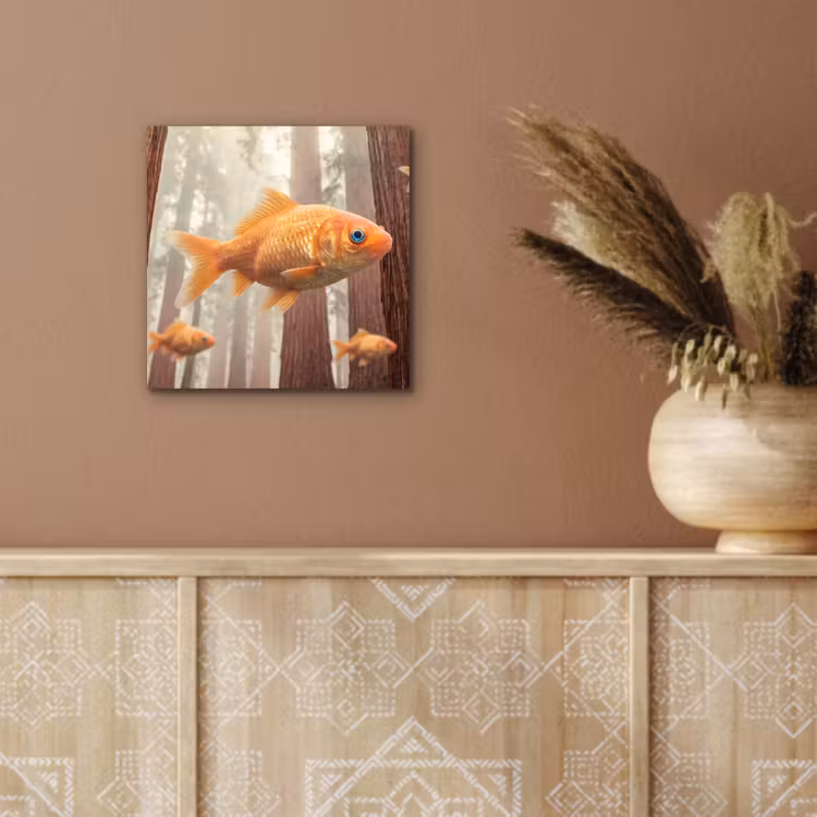 aluminium wall art - Fish - Forest - Fantasy - Vis - Bos - Fantasie aluminium wit klein