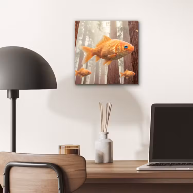 aluminium wall art - Fish - Forest - Fantasy - Vis - Bos - Fantasie aluminium wit klein