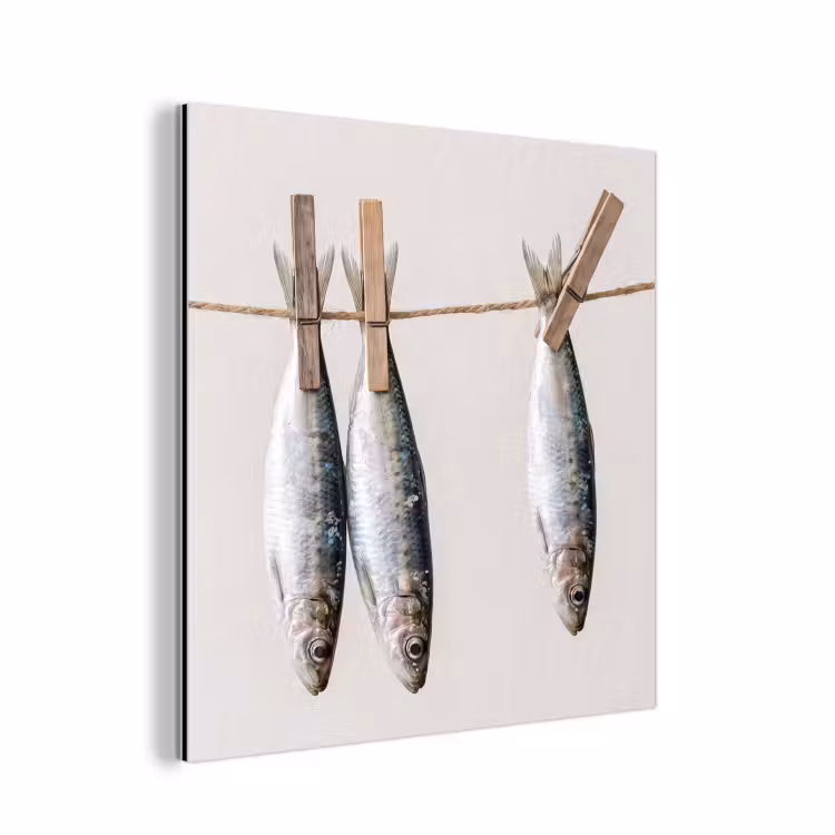 aluminium wall art - Fish - Hanging - Food - Vis - Hangend - Eten aluminium wit klein