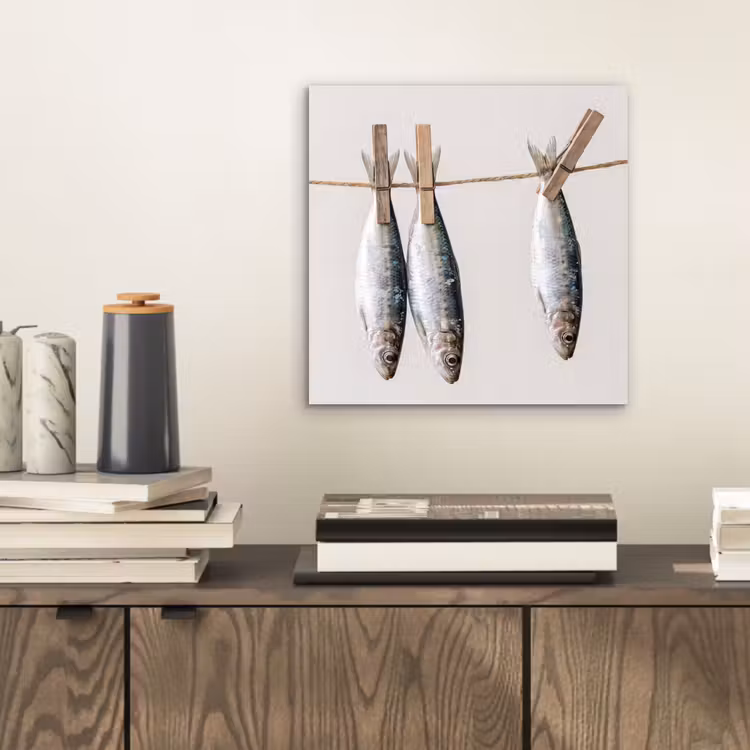 aluminium wall art - Fish - Hanging - Food - Vis - Hangend - Eten aluminium wit klein