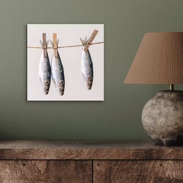 aluminium wall art - Fish - Hanging - Food - Vis - Hangend - Eten aluminium wit klein
