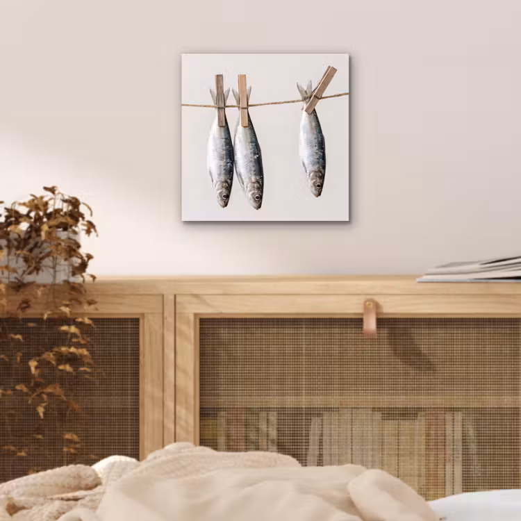 aluminium wall art - Fish - Hanging - Food - Vis - Hangend - Eten aluminium wit klein