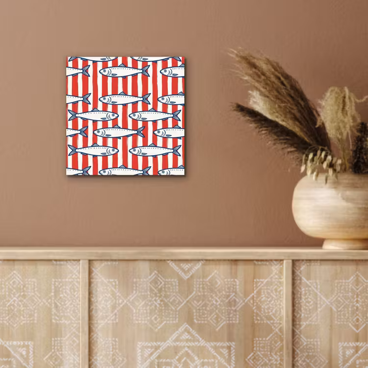 Vis - Patroon - Strepen - Illustratie - Rood aluminium wit klein -sfeer4