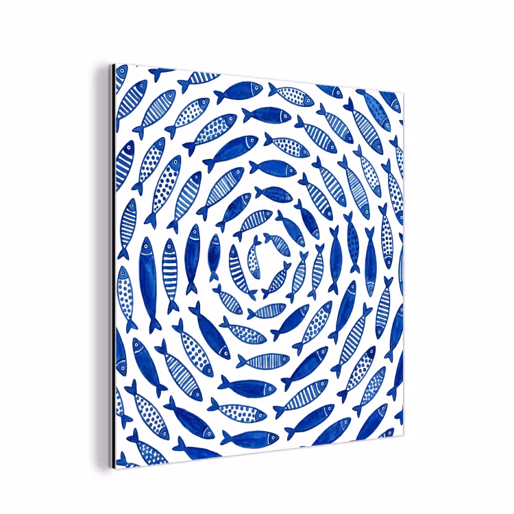 Vis - Patroon - Onderwater - Abstract - Blauw aluminium wit klein -3d