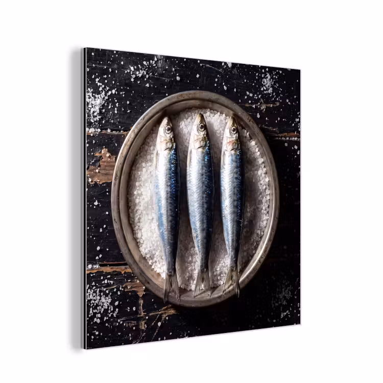 aluminium wall art - Fish - Salt - Food - Vis - Zout - Eten aluminium wit klein