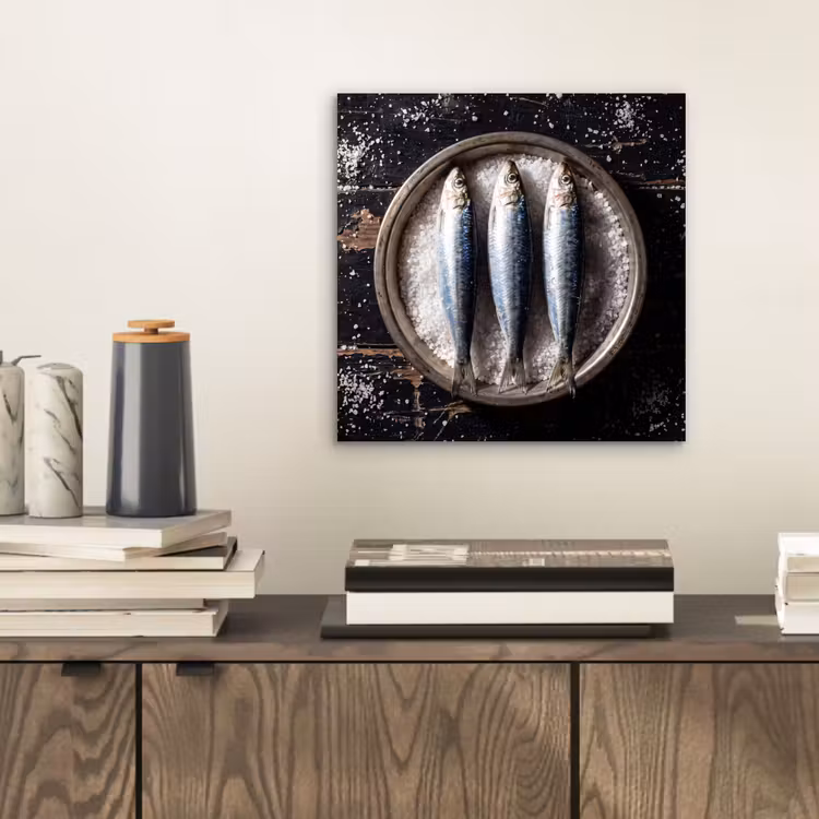 aluminium wall art - Fish - Salt - Food - Vis - Zout - Eten aluminium wit klein