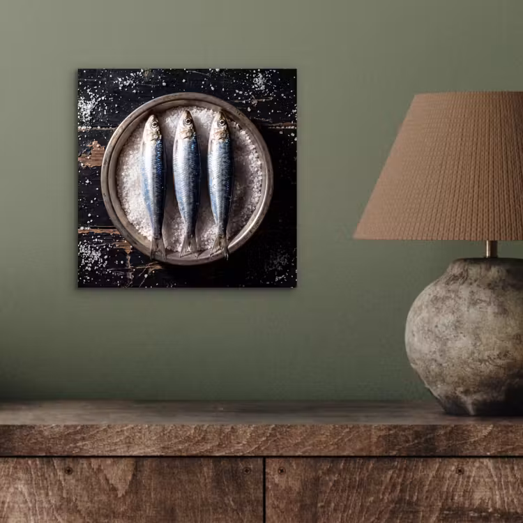 aluminium wall art - Fish - Salt - Food - Vis - Zout - Eten aluminium wit klein