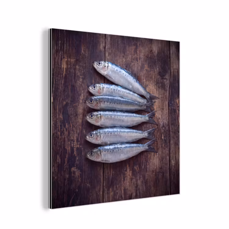aluminium wall art - Fish - Wood - Food - Vis - Hout - Eten aluminium wit klein