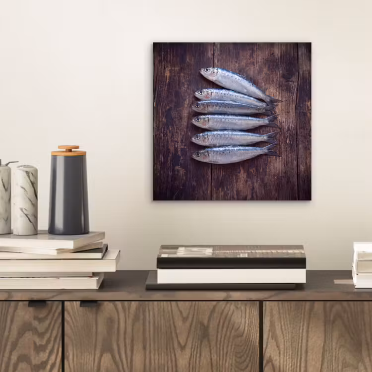 aluminium wall art - Fish - Wood - Food - Vis - Hout - Eten aluminium wit klein