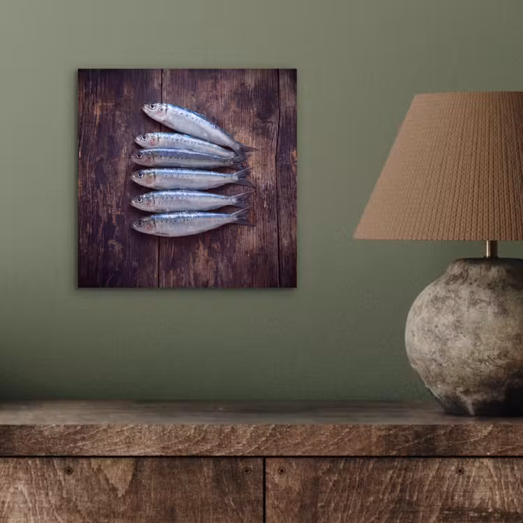 aluminium wall art - Fish - Wood - Food - Vis - Hout - Eten aluminium wit klein