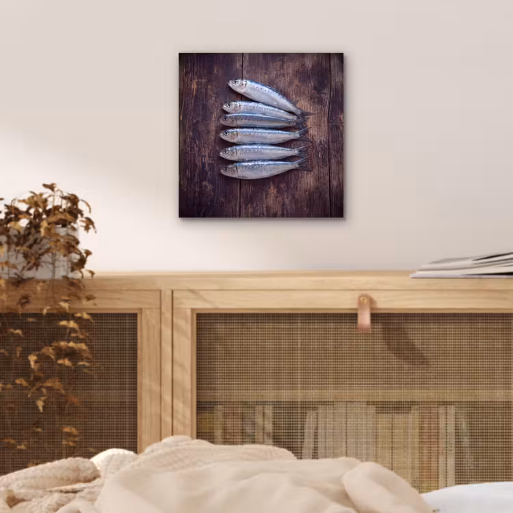 aluminium wall art - Fish - Wood - Food - Vis - Hout - Eten aluminium wit klein