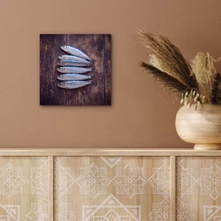 aluminium wall art - Fish - Wood - Food - Vis - Hout - Eten aluminium wit klein