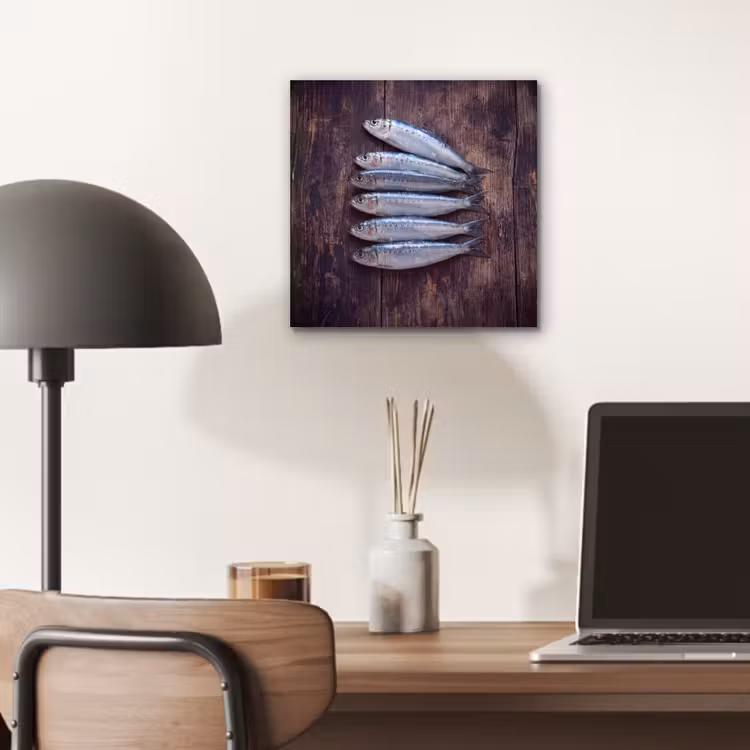 aluminium wall art - Fish - Wood - Food - Vis - Hout - Eten aluminium wit klein