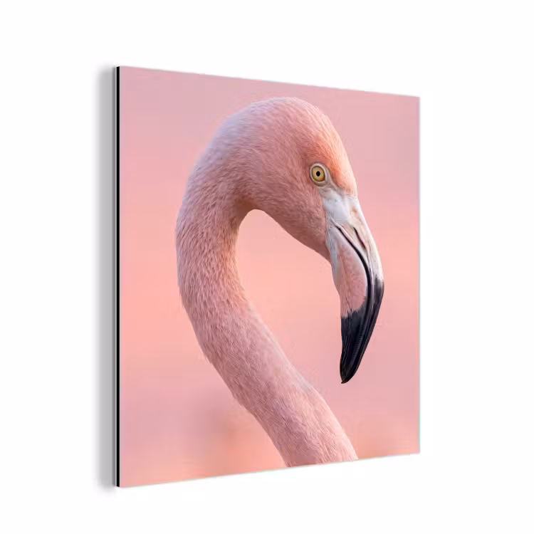 Flamingo - Portret - Roze aluminium wit klein -3d