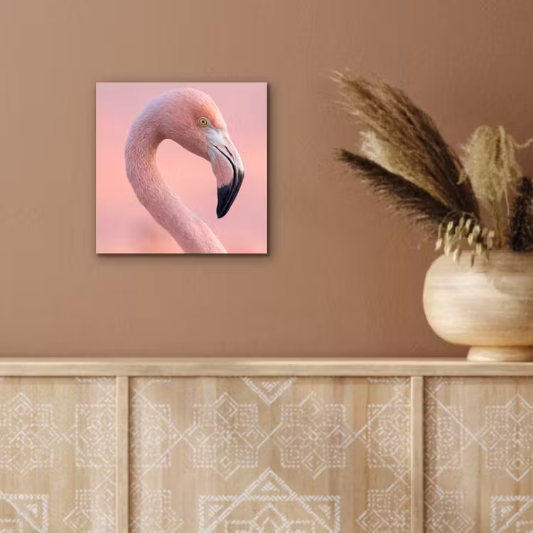 Flamingo - Portret - Roze aluminium wit klein -sfeer4