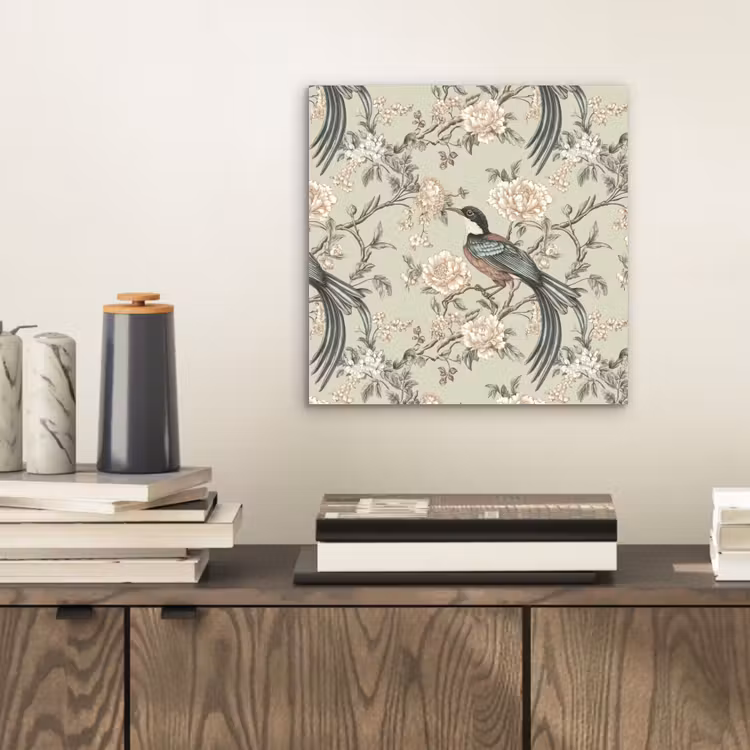 Bloem - Vogel - Kleurrijk aluminium wit klein 46 -sfeer1