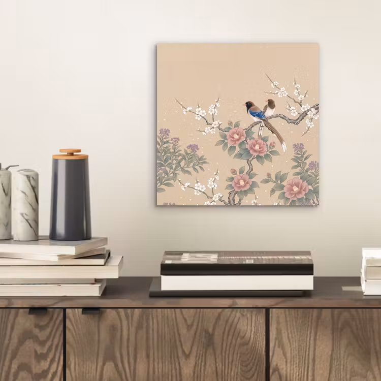 Bloemen - Vogels - Bloemen aluminium wit klein -sfeer1