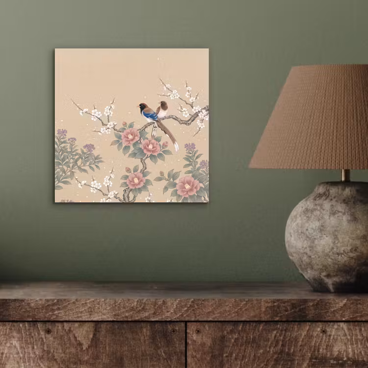Bloemen - Vogels - Bloemen aluminium wit klein -sfeer2