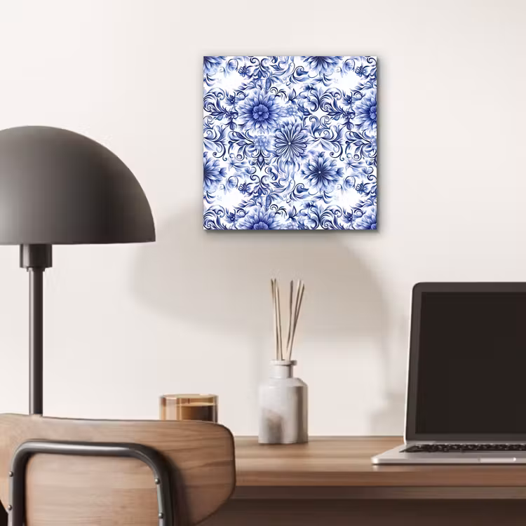 Bloemen - Blauw - Patroon - Wit aluminium wit klein 46 -sfeer5
