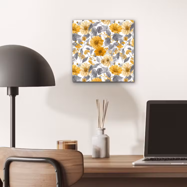 Bloemen - Botanisch - Elegant - Okergeel - Grijs aluminium wit klein 46 -sfeer5
