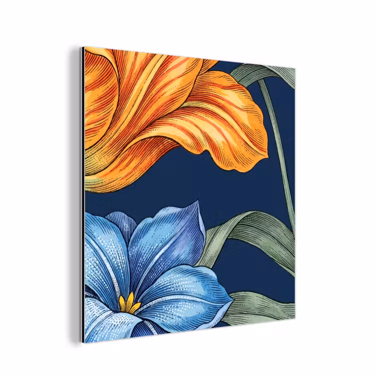 aluminium wall art - Flowers - Botanical - Pattern - Bloemen - Botanisch - Patroon aluminium wit klein
