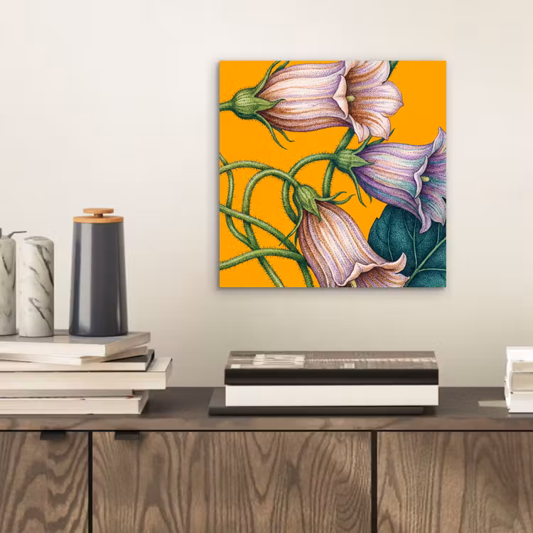 aluminium wall art - Flowers - Botanical - Yellow - Bloemen - Botanisch - Geel aluminium wit klein