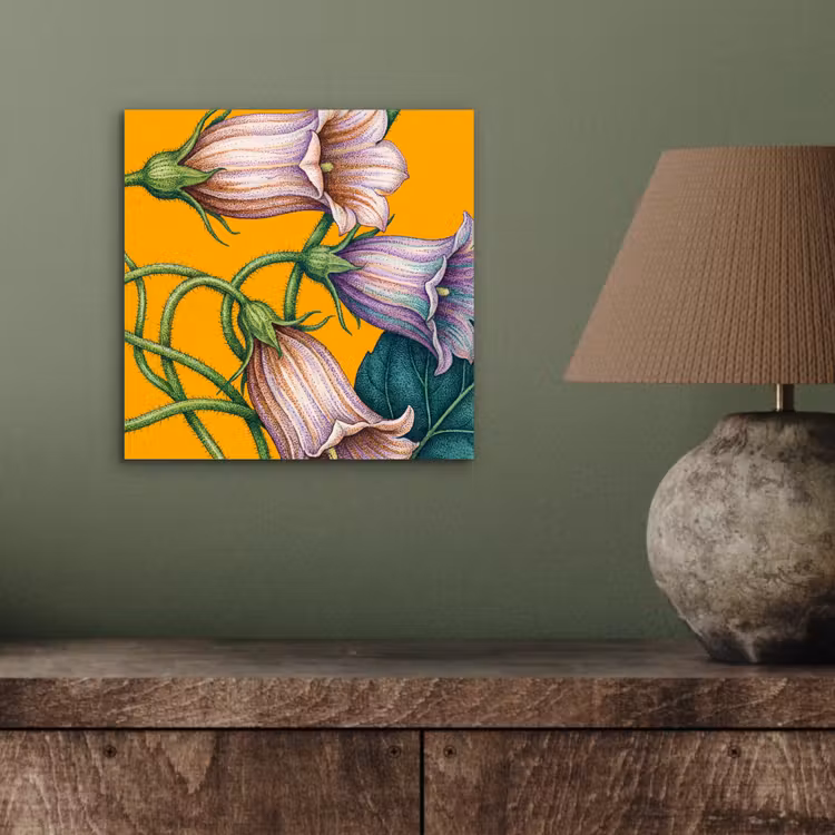 aluminium wall art - Flowers - Botanical - Yellow - Bloemen - Botanisch - Geel aluminium wit klein