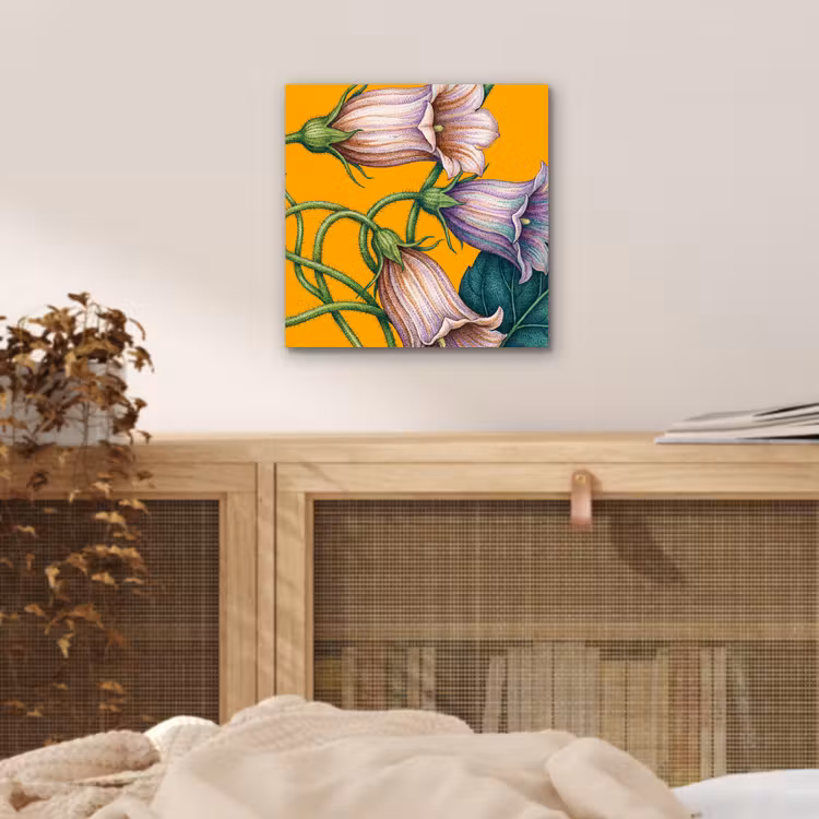 aluminium wall art - Flowers - Botanical - Yellow - Bloemen - Botanisch - Geel aluminium wit klein
