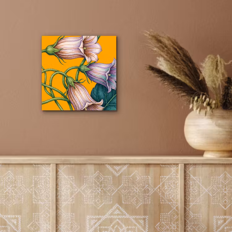 aluminium wall art - Flowers - Botanical - Yellow - Bloemen - Botanisch - Geel aluminium wit klein