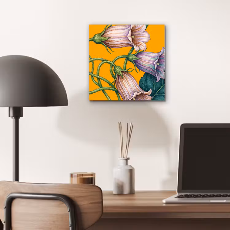 aluminium wall art - Flowers - Botanical - Yellow - Bloemen - Botanisch - Geel aluminium wit klein