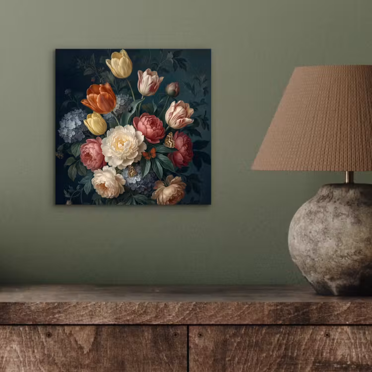 Bloemen - Boeket - Natuur - Klassiek - Donker aluminium wit klein -sfeer2